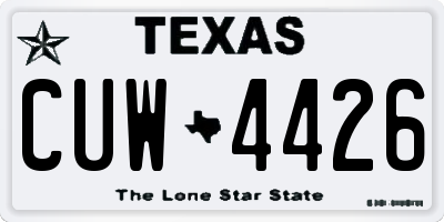 TX license plate CUW4426