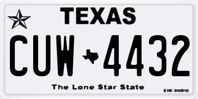 TX license plate CUW4432