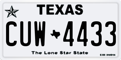 TX license plate CUW4433