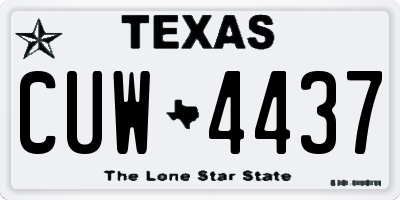 TX license plate CUW4437