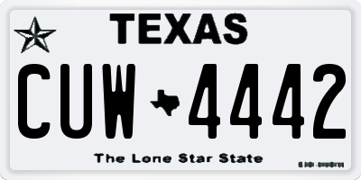 TX license plate CUW4442