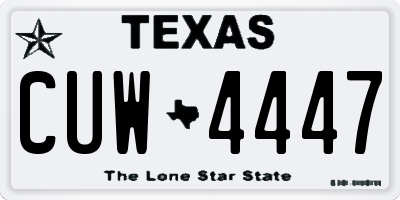 TX license plate CUW4447