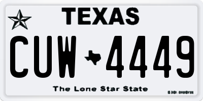 TX license plate CUW4449