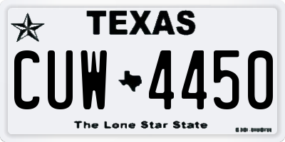 TX license plate CUW4450