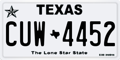 TX license plate CUW4452