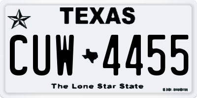 TX license plate CUW4455