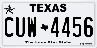 TX license plate CUW4456