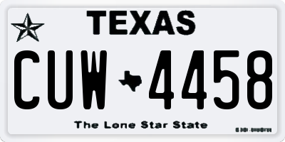 TX license plate CUW4458