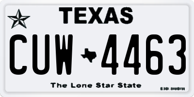 TX license plate CUW4463