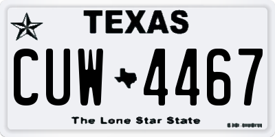 TX license plate CUW4467