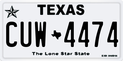 TX license plate CUW4474