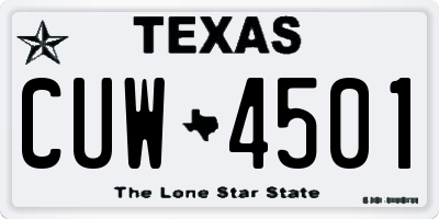 TX license plate CUW4501