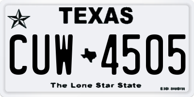 TX license plate CUW4505