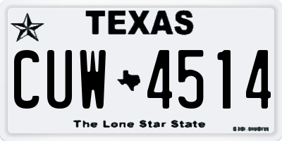 TX license plate CUW4514