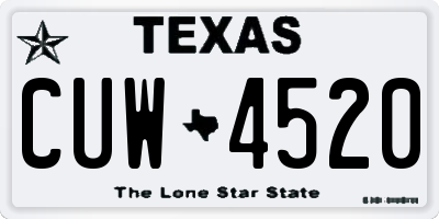 TX license plate CUW4520