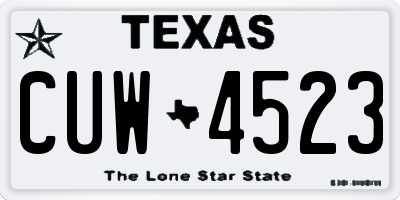 TX license plate CUW4523