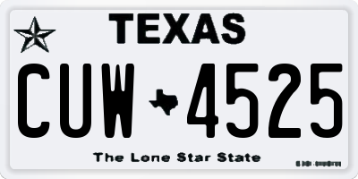 TX license plate CUW4525
