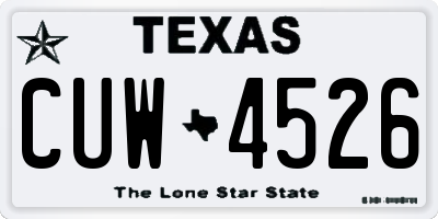 TX license plate CUW4526