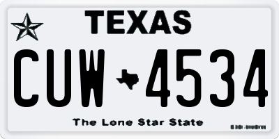 TX license plate CUW4534