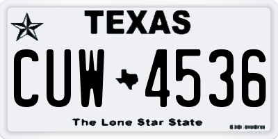 TX license plate CUW4536