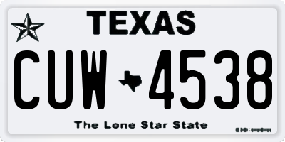 TX license plate CUW4538