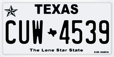 TX license plate CUW4539