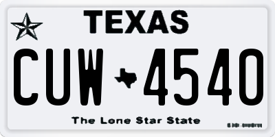 TX license plate CUW4540