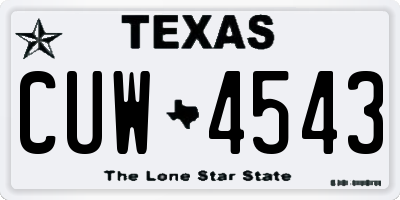 TX license plate CUW4543