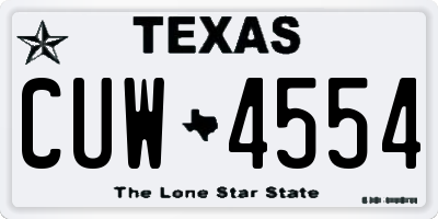 TX license plate CUW4554