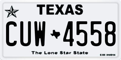 TX license plate CUW4558