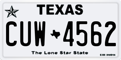 TX license plate CUW4562