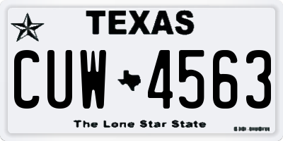 TX license plate CUW4563