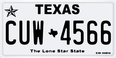 TX license plate CUW4566