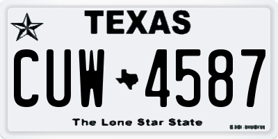 TX license plate CUW4587