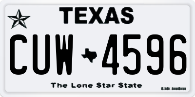 TX license plate CUW4596