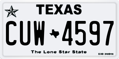 TX license plate CUW4597