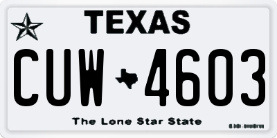 TX license plate CUW4603