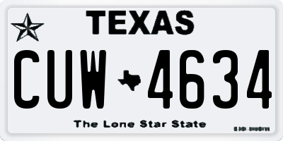 TX license plate CUW4634