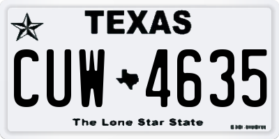TX license plate CUW4635