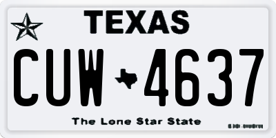 TX license plate CUW4637