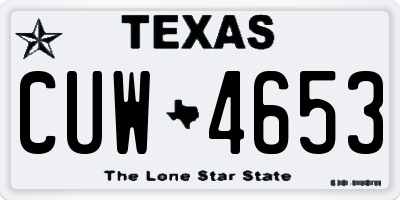 TX license plate CUW4653