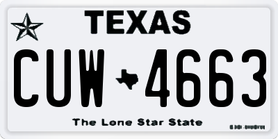 TX license plate CUW4663