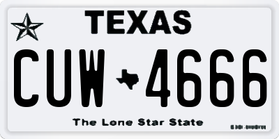 TX license plate CUW4666