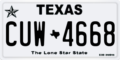 TX license plate CUW4668