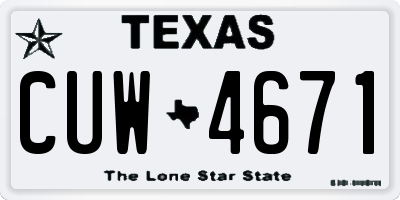 TX license plate CUW4671