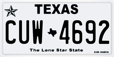 TX license plate CUW4692