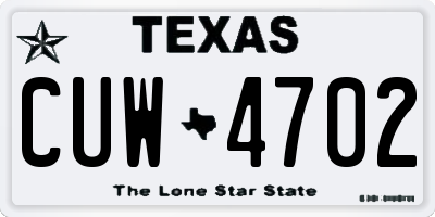 TX license plate CUW4702