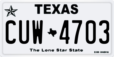 TX license plate CUW4703