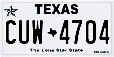 TX license plate CUW4704