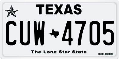 TX license plate CUW4705